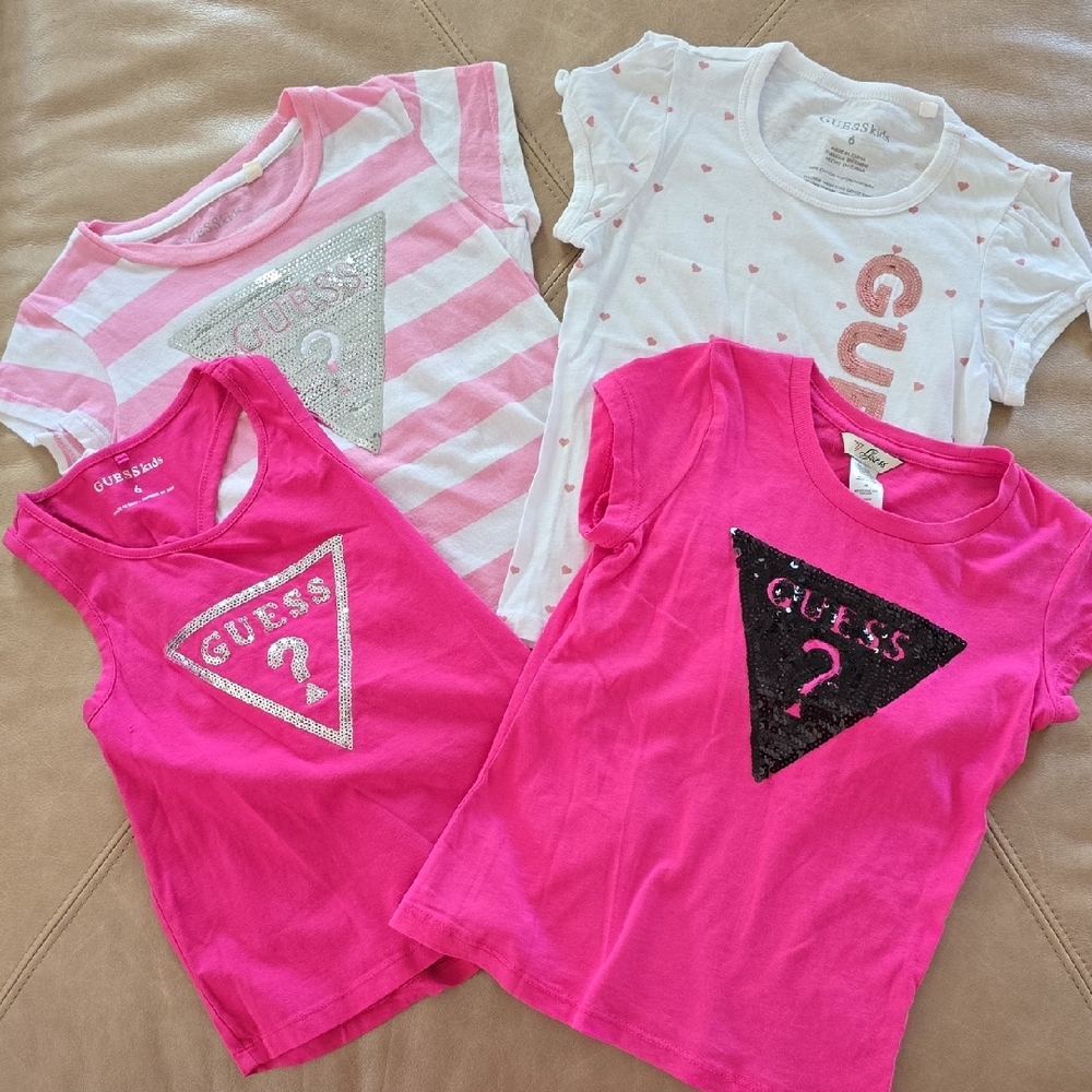 Guess Kids Pink and White Short Sleeve Tees